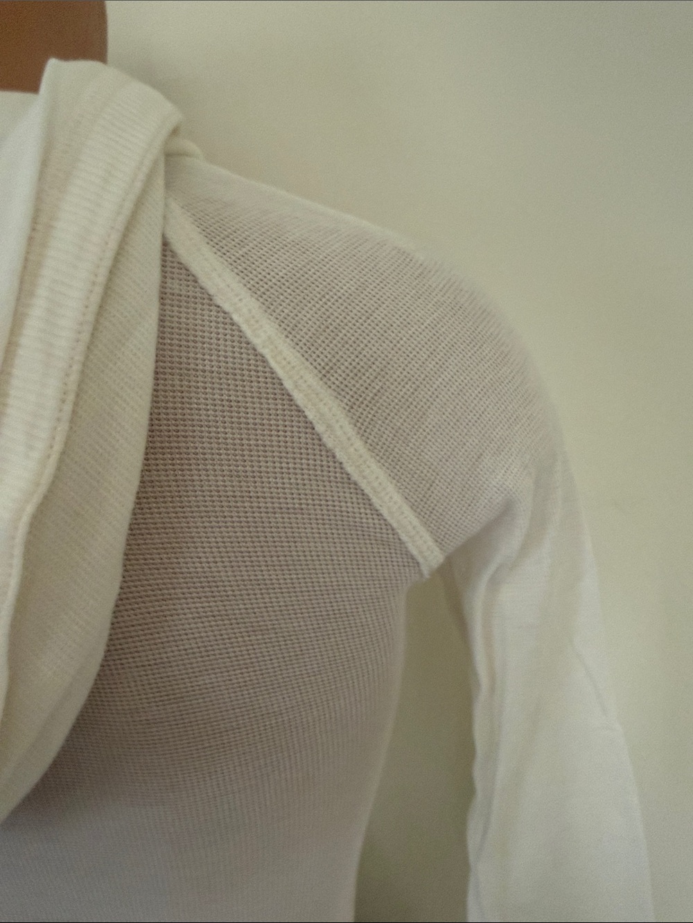 Abercrombie & Fitch White Henley Hoodie with Kangaroo Pocket - Picture 8 of 9